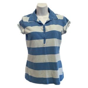 Junior blue Short sleeve striped polo